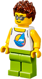 LEGO cty1196 Plane Passenger - Male, White Tank Top with Dark Azure Sailboat, Lime Legs, Reddish Brown Hair Spiked