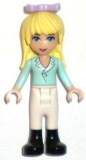 LEGO frnd068 Friends Stephanie, White Riding Pants, Light Aqua Long Sleeve Top with Collar, Bow