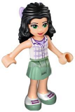 LEGO frnd095 Friends Emma, Sand Green Skirt, White Plaid Button Shirt, Bow