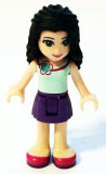 LEGO frnd108 Friends Emma, Dark Purple Skirt, Light Aqua Top with Flower at Neck