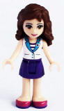 LEGO frnd111 Friends Olivia, Dark Purple Skirt, White Top with Medium Azure Collar, Striped Inset