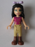 LEGO frnd156 Friends Emma, Tan Riding Pants, Magenta Top with Yellow and Dark Purple Trim, Lavender Bow