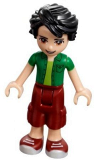 LEGO frnd182 Friends Oliver, Dark Red Cropped Trousers Large Pockets, Green Shirt