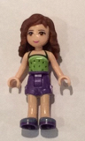 LEGO frnd187 Friends Olivia, Dark Purple Shorts, Lime Halter Top with Dark Green Spots Pattern