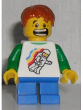 LEGO hol056 Classic Space Minifig Floating Pattern, Blue Short Legs, Dark Orange Short Tousled Hair