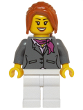 LEGO hol068 Dark Bluish Gray Jacket with Magenta Scarf, White Legs, Dark Orange Hair Ponytail Long with Side Bangs (10249)