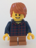 LEGO hol088 Plaid Button Shirt, Medium Dark Flesh Short Legs, Dark Orange Hair Tousled