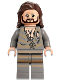 LEGO hp345 Sirius Black - Dark Brown Hair, Light Bluish Gray Tattered Striped Shirt