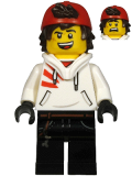 LEGO hs037 Jack Davids - White Hoodie with Backwards Cap and Hood Folded Down (Open Mouth Smile / Scared)