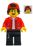 LEGO hs047 Jack Davids - Red Jacket with Backwards Cap (Open Mouth Smile / Scared)