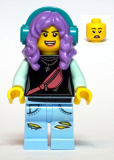 LEGO hs049 Parker L. Jackson - Black Top with Headphones (Open Mouth Smile / Scared)