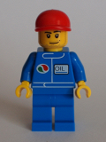 LEGO oct064 Octan - Blue Oil, Blue Legs, Red Short Bill Cap, Smirk and Stubble Beard