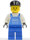 LEGO ovr025 Overalls Striped Blue with Pocket, Blue Legs, Black Cap, Standard Grin