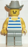 LEGO par028 Horizontal Blue/White Stripes, Light Gray Legs, Light Gray Cowboy Hat