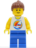 LEGO par062 Surfboard on Ocean - Blue Legs, Reddish Brown Ponytail Hair (4937)