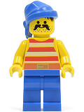 LEGO pi040 Pirate Red / White Stripes Shirt, Blue Legs, Blue Bandana