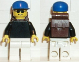 LEGO pln045 Plain Black Torso with Black Arms, White Legs, Sunglasses, Blue Cap, Backpack