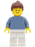 LEGO pln161 Plain Sand Blue Torso with Sand Blue Arms, White Legs, Reddish Brown Hair with Ponytail (10197)