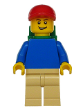 LEGO pln167 Plain Blue Torso with Blue Arms, Tan Legs, Red Short Bill Cap, Backpack