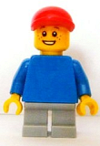 LEGO pln173 Plain Blue Torso with Blue Arms, Short Light Bluish Gray Legs, Red Cap {31010}
