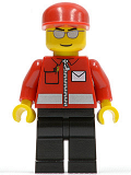 LEGO post007 Post Office White Envelope and Stripe, Black Legs, Red Cap, Silver Sunglasses