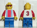 LEGO soc017 Soccer Player Red & Blue Team  #3 on Back