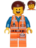 LEGO tlm105 Emmet - Wide Smile with Teeth and Tongue / Sad, Worn Uniform