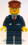 LEGO trn234 Dark Blue Suit with Train Logo, Dark Blue Legs, Dark Red Hat - Steward