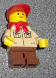 LEGO twn074 Shirt with 2 Pockets No Collar, Reddish Brown Short Legs, Red Cap, Red Bandana (10185)