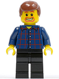 LEGO twn081 Plaid Button Shirt, Black Legs, Reddish Brown Male Hair, Beard around Mouth (10196)