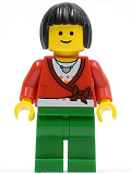 LEGO twn103 Sweater Cropped with Bow, Heart Necklace, Green Legs, Black Bob Cut Hair
