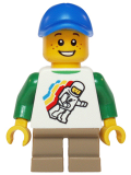 LEGO twn208 Classic Space Minifig Floating Pattern, Short Dark Tan Legs, Blue Short Bill Cap (10244)