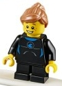 LEGO twn226 Wetsuit with Blue Sign, Black Short Legs, Medium Dark Flesh Ponytail and Swept Sideways Fringe