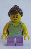 LEGO twn241 Girl, Dolphin Top, Short Medium Lavender Legs, Reddish Brown Ponytail and Swept Sideways Fringe (10247)