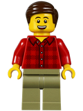 LEGO twn295 Dad, Plaid Flannel Shirt with Collar, Olive Green Legs and Dark Brown Smooth Hair