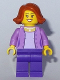 LEGO twn299 Mom - Medium Lavender Jacket over Lavender Shirt, Dark Purple Legs, Dark Orange Short Hair Swept Sideways (31068)
