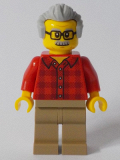 LEGO twn368 Grandfather with Flanel Shirt, Dark Tan Legs, Light Bluish Gray Hair