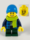 LEGO twn383 Child Boy, Dark Azure Beanie, Lime Scarf, Banana Shirt, Dark Green Legs