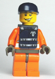 LEGO wc012s Coast Guard World City, Orange Jacket with Zipper, Dark Blue Cap, Dark Blue Vest with Straps and Coast Guard Logo Sticker