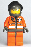 LEGO wc013 Coast Guard World City - Orange Jacket with Zipper, Silver Sunglasses, Dark Gray Helmet (7047)