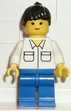 Lego Figure Train Woman White Shirt Black Hair trn005 4559 6329 6571 