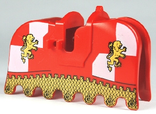 Bricker - Part LEGO - 2490pb09 Horse Barding, Ruffled Edge with Gold Lions  and Gold Chain Mail Pattern