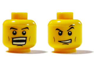*NEW* 5 Pieces Lego Minifig YELLOW Head Male THIN GRIN with TEETH EYEBROWS 
