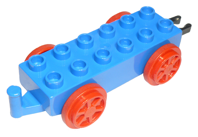 Bricker - Part LEGO - 4559c01 Duplo, Train Base 2 x 6 with Red Train Wheels  and Moveable Hook