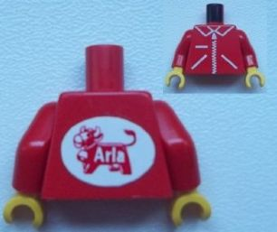 Bricker - Part LEGO - 973p13sc01 Torso Zipper Straight on Jacket with Arla  Dairy Logo on Back Pattern (Sticker) / Red Arms / Yellow Hands
