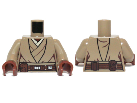 Bricker - Part LEGO - 973pb1480c01 Torso SW Jedi Robe, Belt and Tan  Undershirt Pattern (SW Stass Allie) / Dark Tan Arms / Reddish Brown Hands