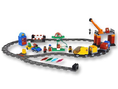 Bricker - Part LEGO - 6391 Duplo, Train Track with Ramps For Car Crossing