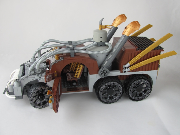 LEGO MOC - Steampunk Machine - Excalibur: <br><i>- On both sides of cabin there are wide convenient doors. And good rear-view mirrors.</i><br>