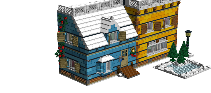 LEGO MOC - New Year's Brick 2014 - Новый Год в семейном доме: 'Синяя' сторона дома.