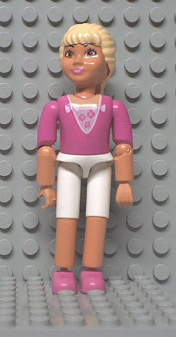 Bricker - LEGO Minifigure - belvFem40 Belville Female - Princess Vanilla  Dark Pink Top with V-neck and Rosettes Inset Pattern #5832
